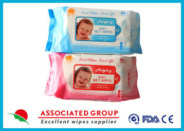 Disposable No Fragrance Baby Wet Wipes 80pcs Flowpack With Lid Small Dot Spunlace