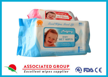 Disposable No Fragrance Baby Wet Wipes 80pcs Flowpack With Lid Small Dot Spunlace